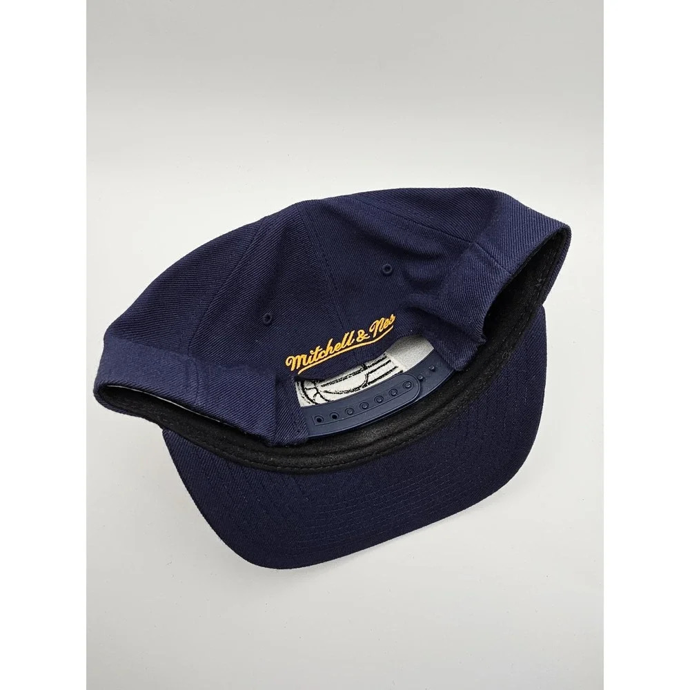 Mitchell & Ness Indiana Pacers Snapback Hat Blue Black White Logo Wool Blend‎